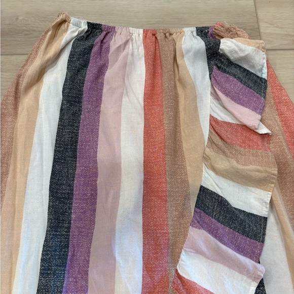 Forever 21 High Low Skirt Large Long Striped Ruffle Boho Cottagecore - Picture 3 of 11
